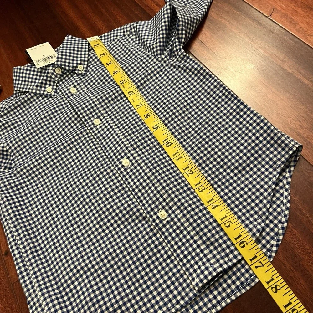Polo Ralph Lauren Shirt Kids 3T Blue White Gingham Button Down Natural Stretch